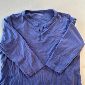 large purple llbean 3/4 sleeve top